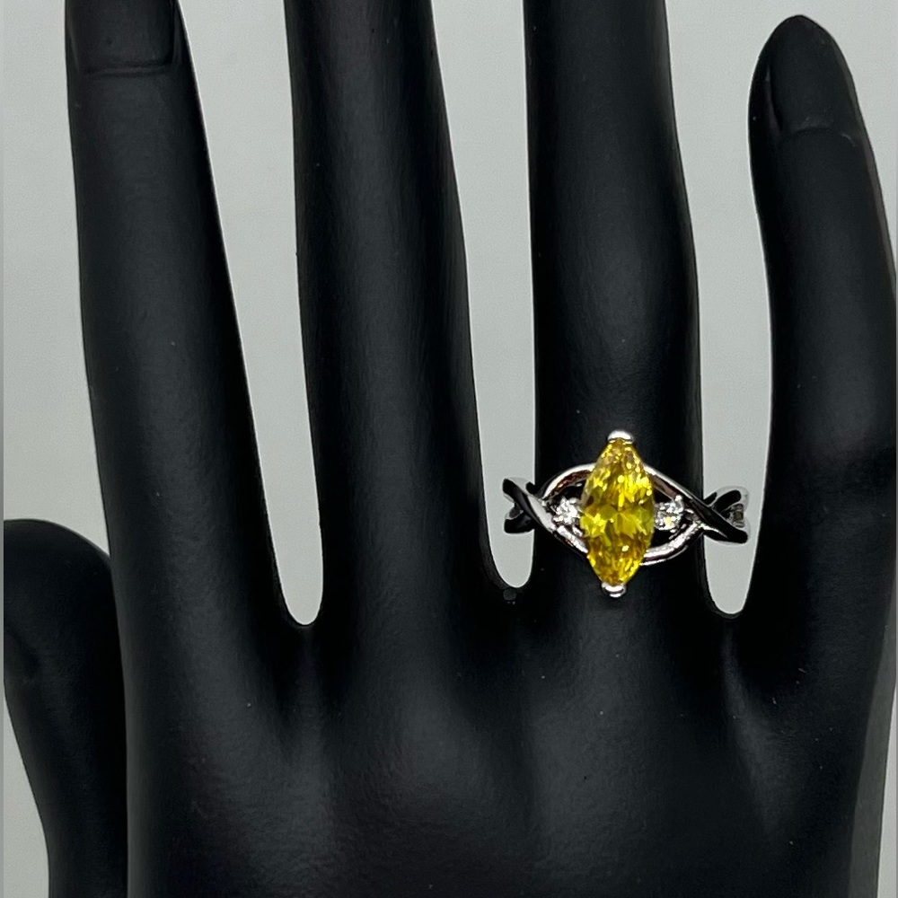NWOT.  .925 Sterling Silver and Yellow Citrine Ladies Ring.  Size 7.